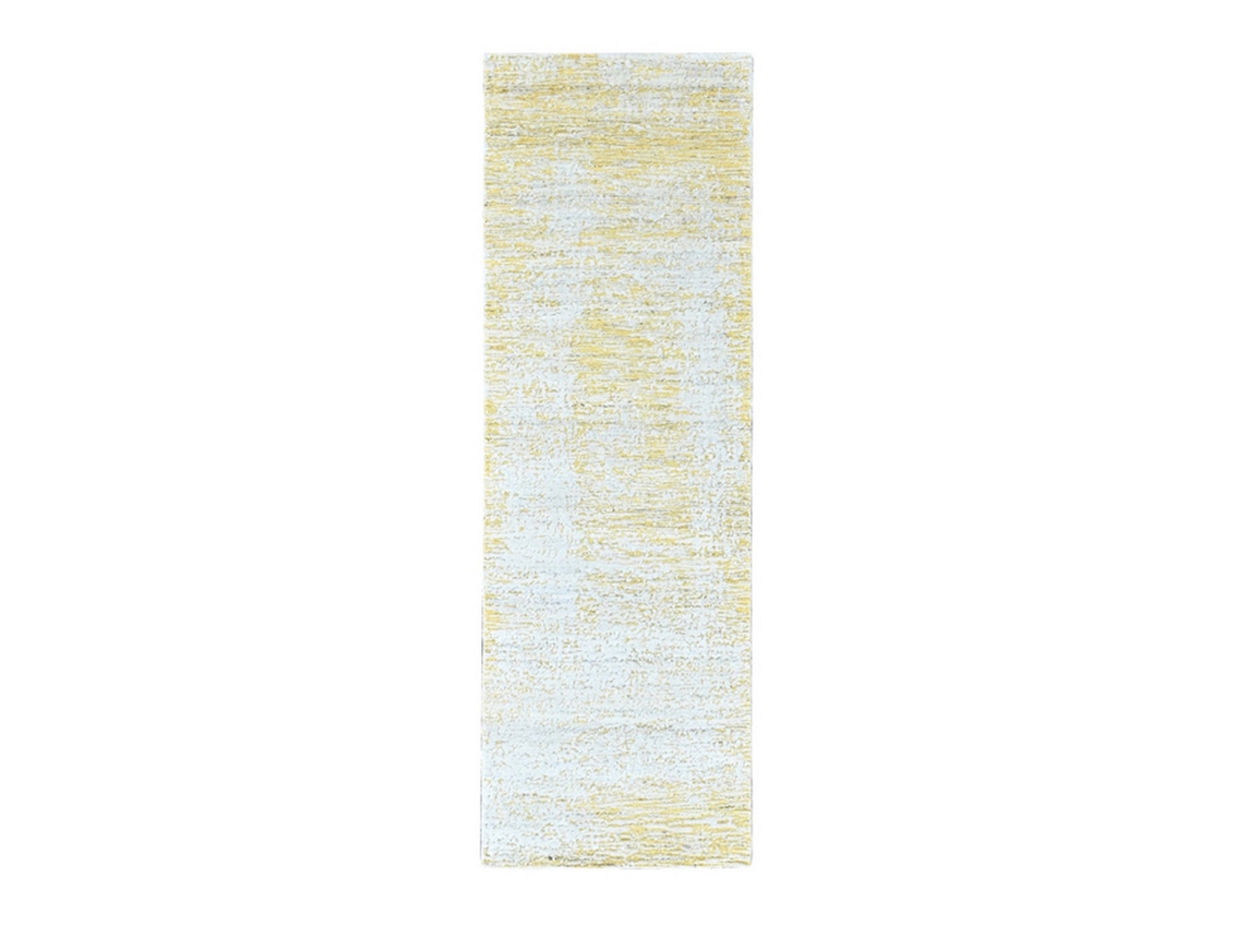 Modern / Contemporary hand-knotted wool/silk runner in Yellow, 2'6" x 8' — SKU O010506