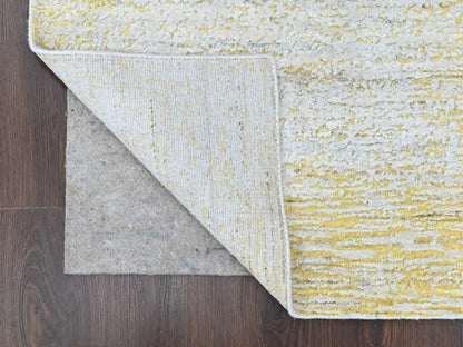 Modern / Contemporary hand-knotted wool/silk runner in Yellow, 2'6" x 8' — SKU O010506 (view 3)