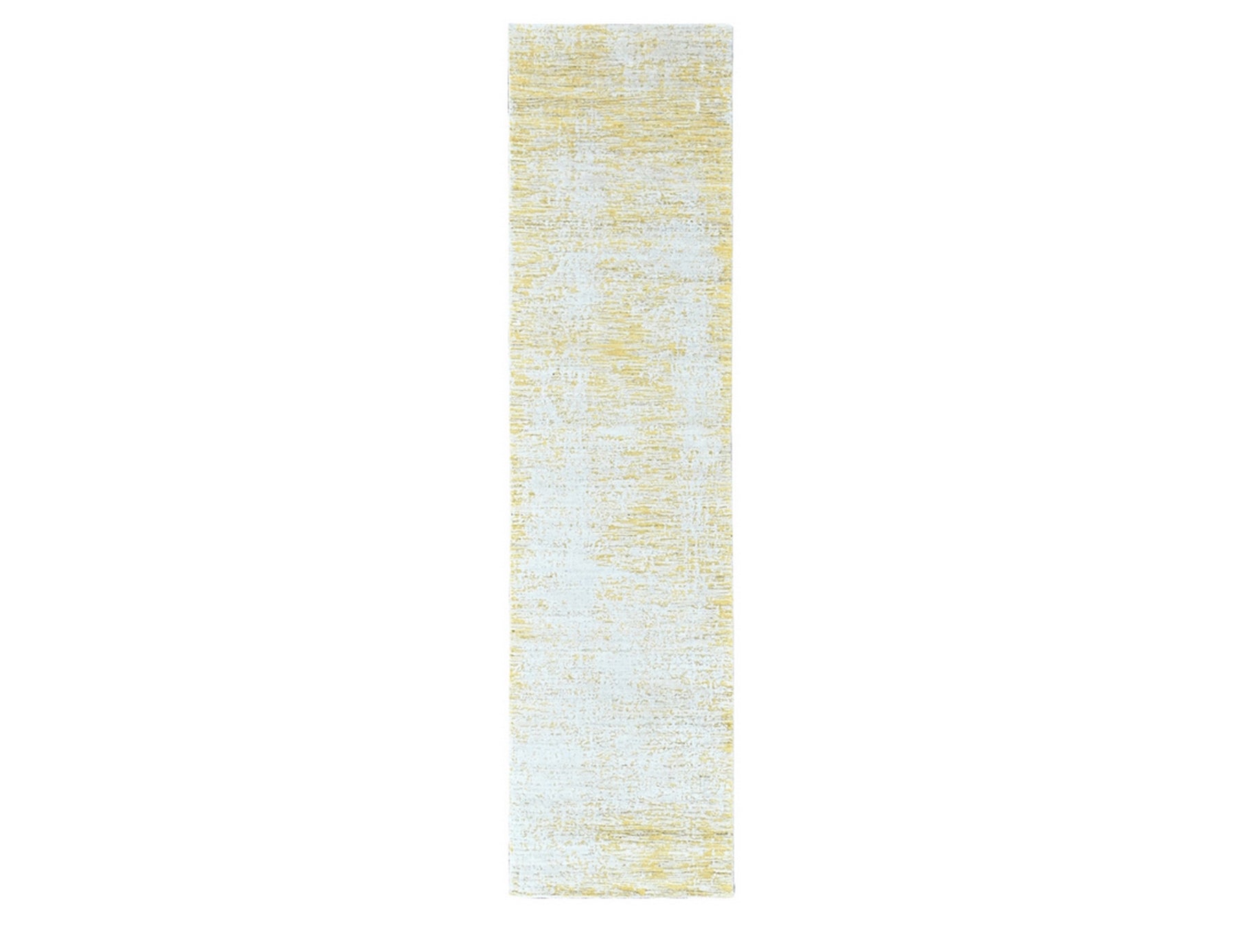 Modern / Contemporary hand-knotted wool/silk runner in Yellow, 2'6" x 10' — SKU O010507