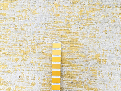 Modern / Contemporary hand-knotted wool/silk runner in Yellow, 2'6" x 10' — SKU O010507 (view 4)