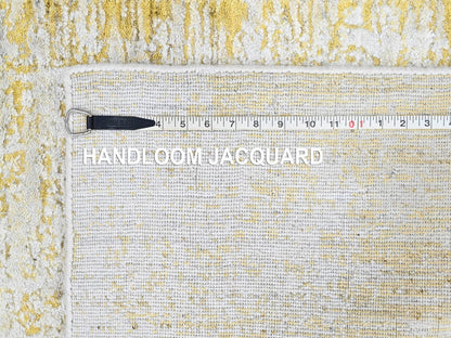 Modern / Contemporary hand-knotted wool/silk runner in Yellow, 2'6" x 10' — SKU O010507 (view 8)