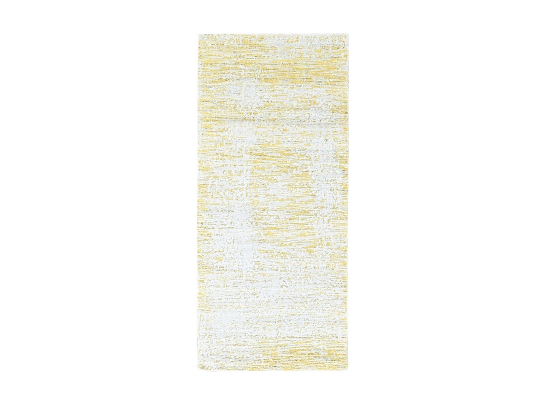 Modern / Contemporary hand-knotted wool/silk runner in Yellow, 2'7" x 6' — SKU O010508