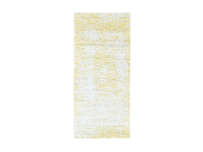 Modern / Contemporary hand-knotted wool/silk runner in Yellow, 2'7" x 6' — SKU O010508