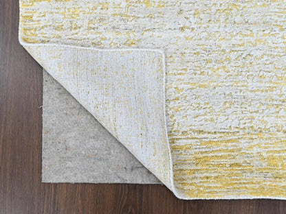 Modern / Contemporary hand-knotted wool/silk runner in Yellow, 2'7" x 6' — SKU O010508 (view 3)