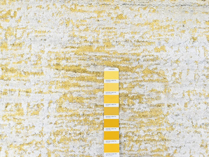 Modern / Contemporary hand-knotted wool/silk runner in Yellow, 2'7" x 6' — SKU O010508 (view 4)