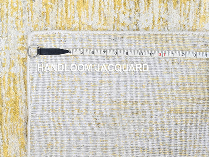 Modern / Contemporary hand-knotted wool/silk runner in Yellow, 2'7" x 6' — SKU O010508 (view 8)