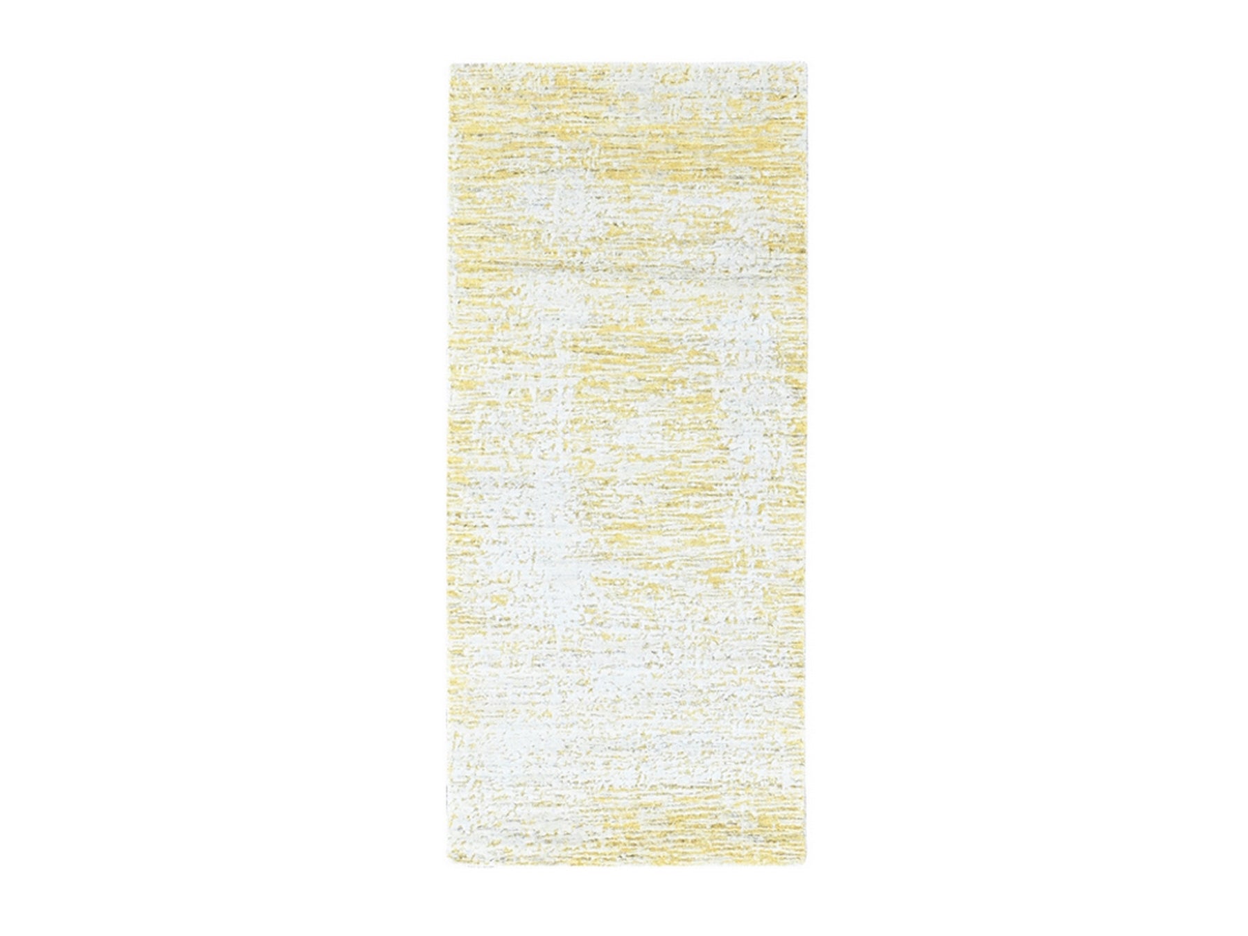 Modern / Contemporary hand-knotted wool/silk runner in Yellow, 2'7" x 6'1" — SKU O010509