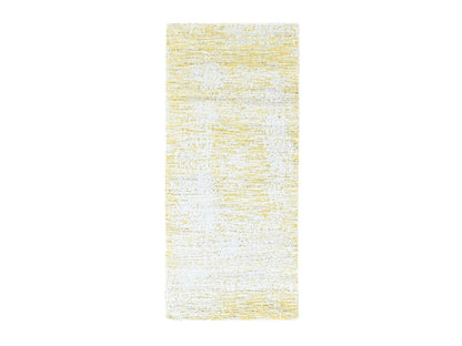 Modern / Contemporary hand-knotted wool/silk runner in Yellow, 2'7" x 6'1" — SKU O010509