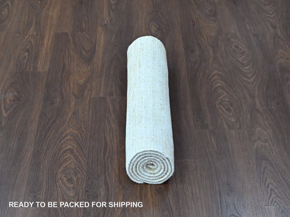Modern / Contemporary hand-knotted wool/silk runner in Yellow, 2'7" x 6'1" — SKU O010509 (view 6)