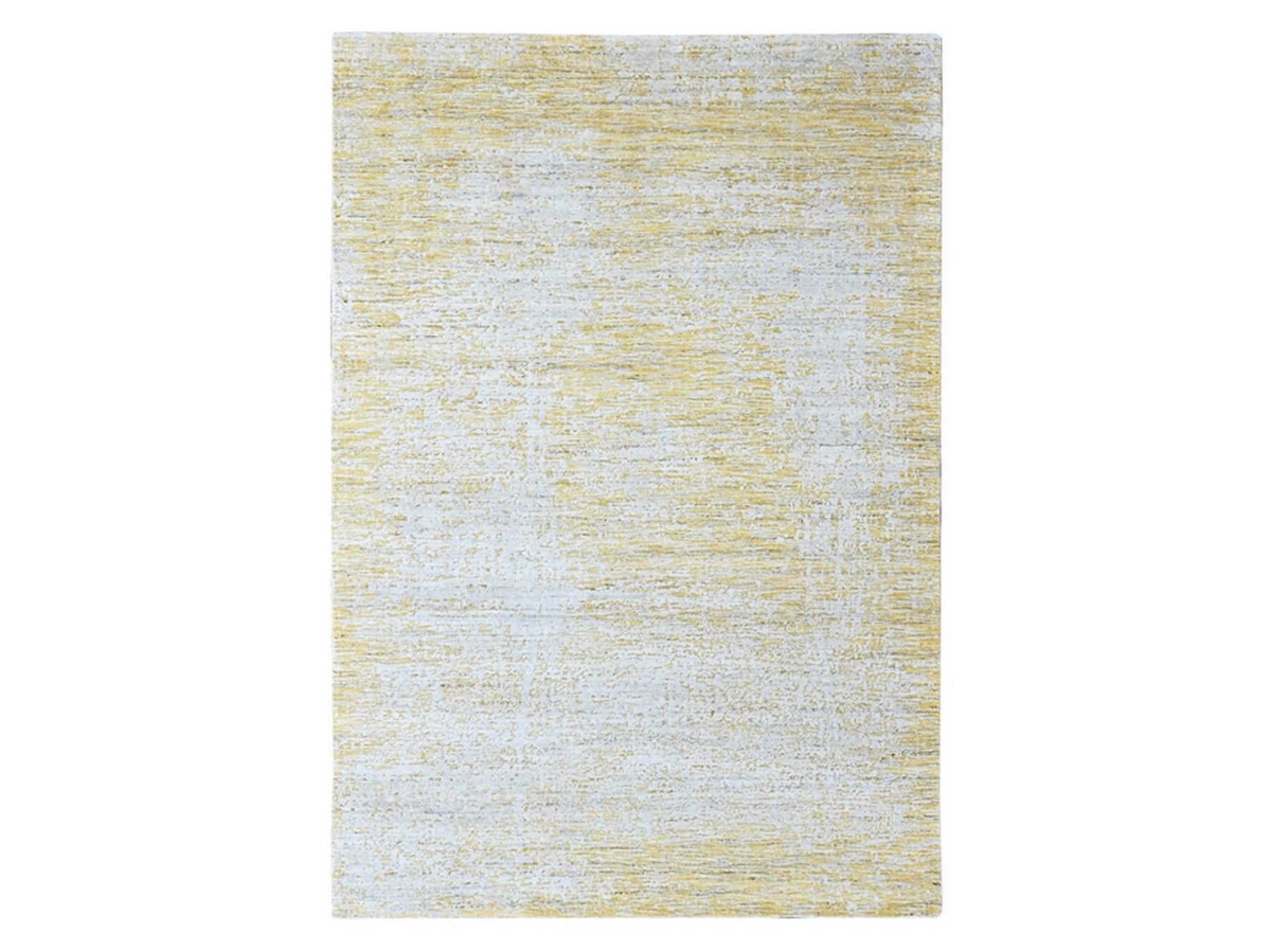 Modern / Contemporary hand-knotted wool/silk rug in Yellow, 5'11" x 9' — SKU O010510