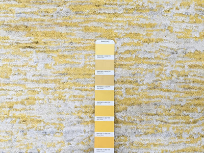 Modern / Contemporary hand-knotted wool/silk rug in Yellow, 5'11" x 9' — SKU O010510 (view 4)