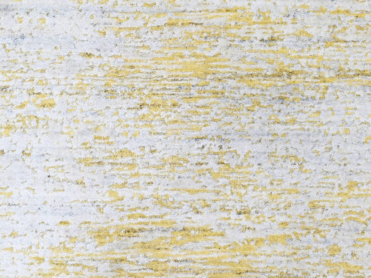 Modern / Contemporary hand-knotted wool/silk rug in Yellow, 5'11" x 9' — SKU O010510 (view 5)