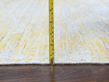 Modern / Contemporary hand-knotted wool/silk rug in Yellow, 5'11" x 9' — SKU O010510 (view 7)
