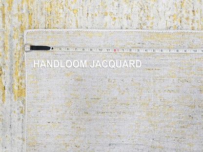 Yellow 5'11" x 9'0" Modern and Contemporary Handloom Wool/Silk Rug - Sku: O010510
