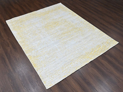 Modern / Contemporary hand-knotted wool/silk rug in Yellow, 8' x 10' — SKU O010512 (view 3)