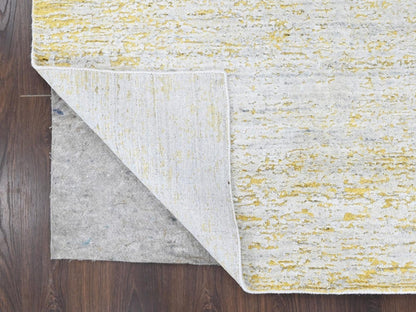 Modern / Contemporary hand-knotted wool/silk rug in Yellow, 8' x 10' — SKU O010512 (view 4)