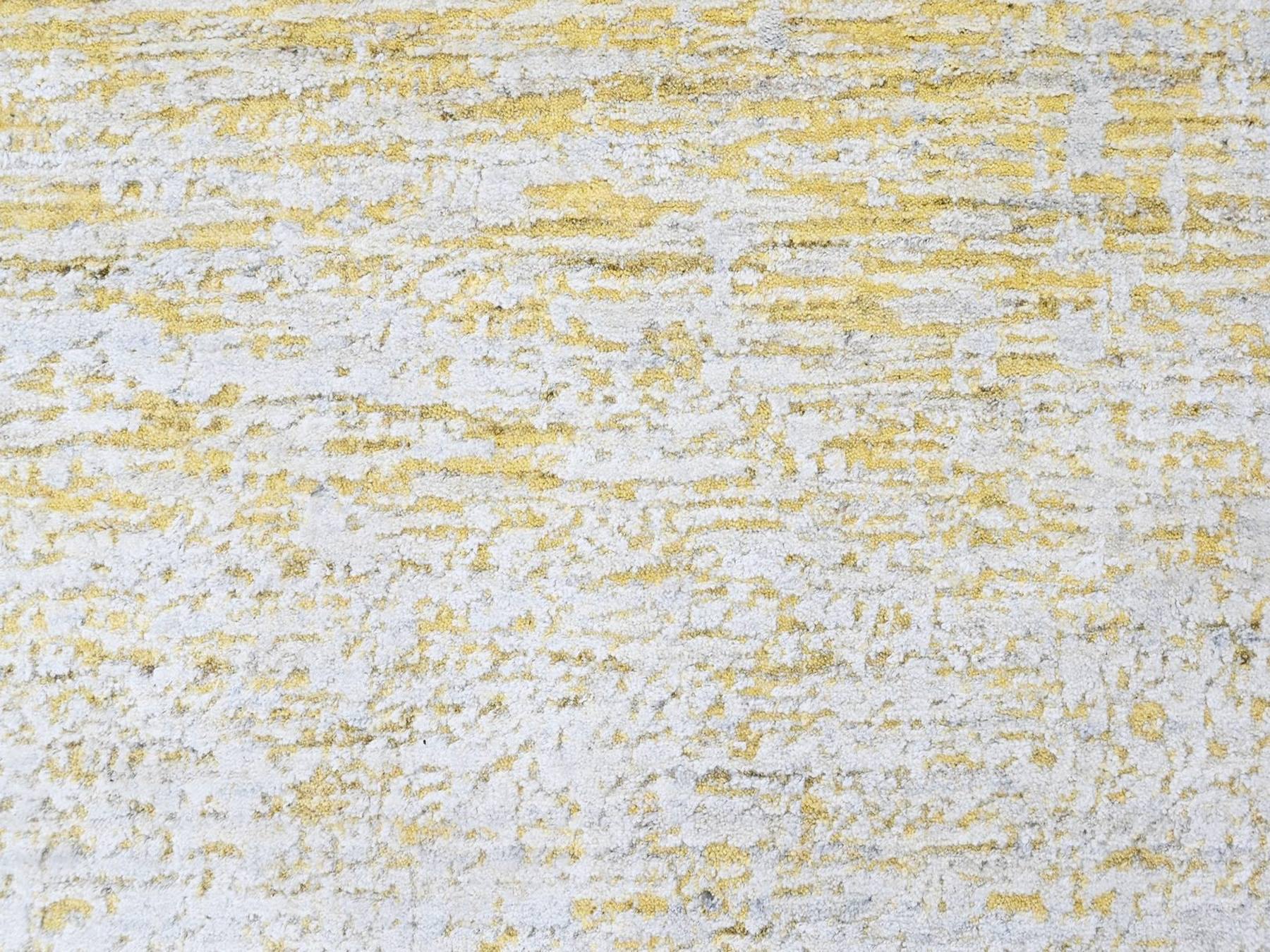 Modern / Contemporary hand-knotted wool/silk rug in Yellow, 9'1" x 12'1" — SKU O010513 (view 8)