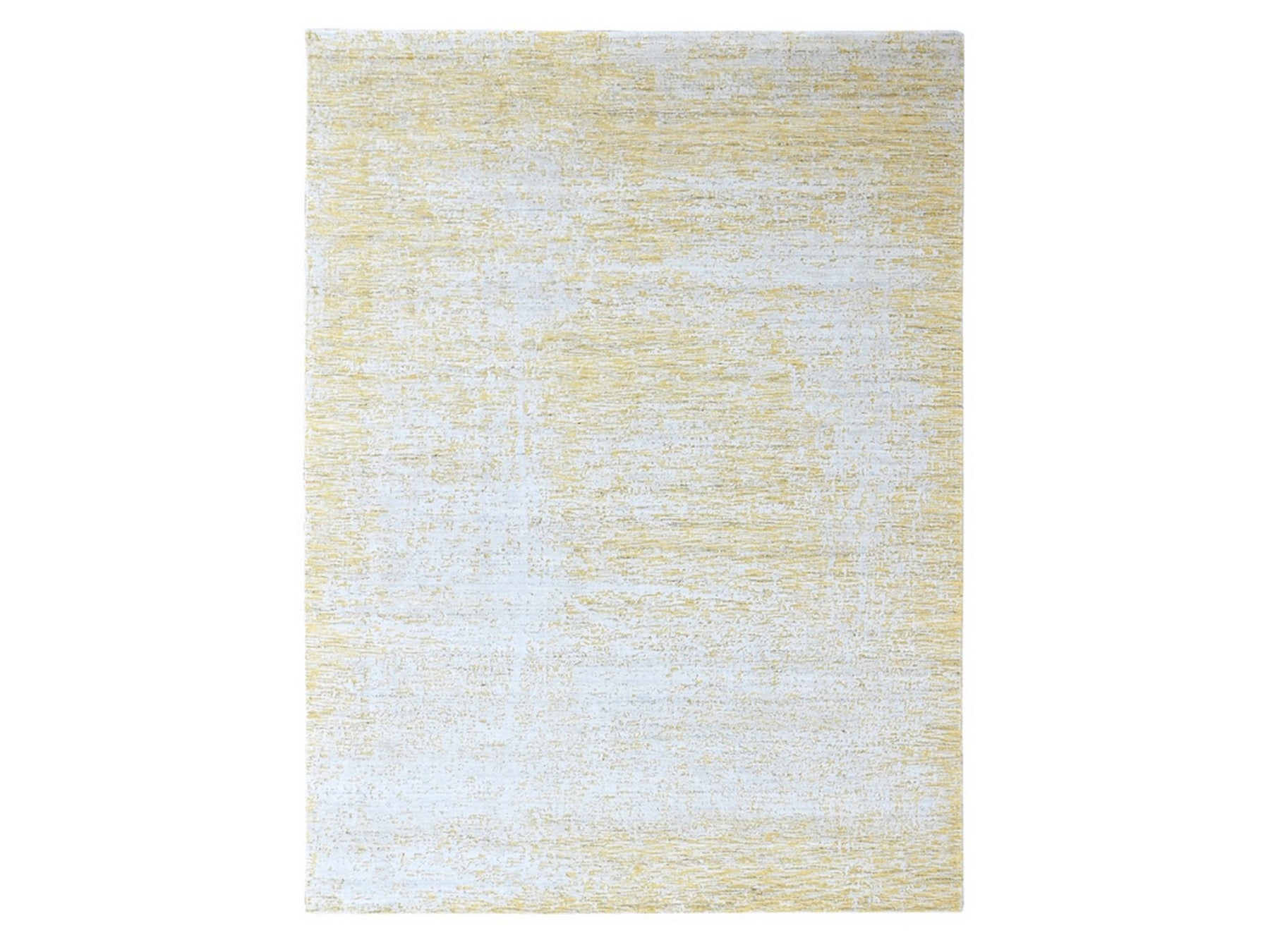 Modern / Contemporary hand-knotted wool/silk rug in Yellow, 8'11" x 12'1" — SKU O010514