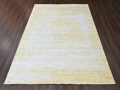 Modern / Contemporary hand-knotted wool/silk rug in Yellow, 8'11" x 12'1" — SKU O010514 (view 2)