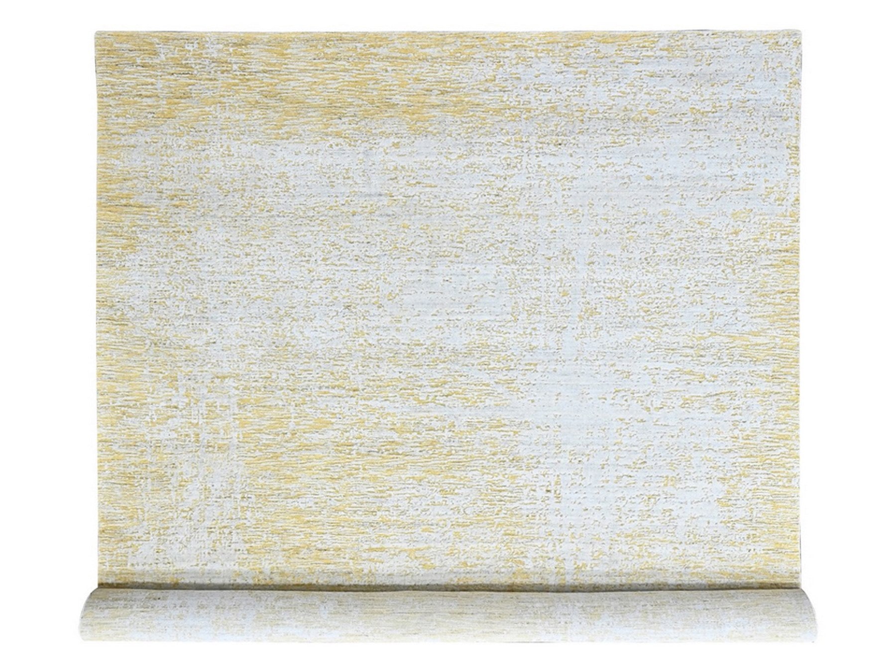 Modern / Contemporary hand-knotted wool/silk rug in Yellow, 10' x 14' — SKU O010515