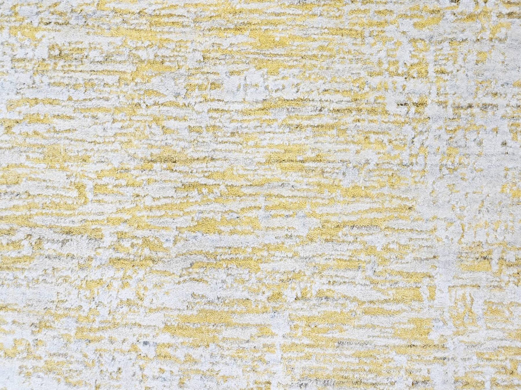 Modern / Contemporary hand-knotted wool/silk rug in Yellow, 10' x 14' — SKU O010515 (view 8)