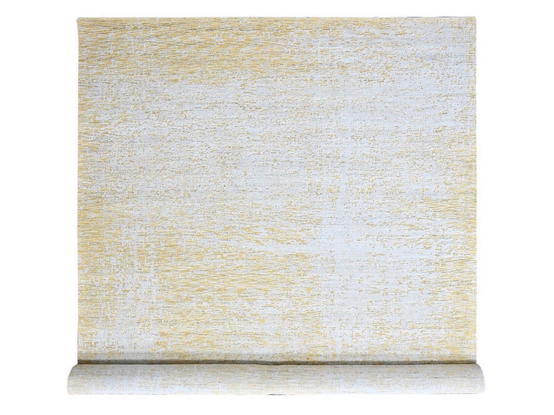 Modern / Contemporary hand-knotted wool/silk rug in Yellow, 12' x 15' — SKU O010516