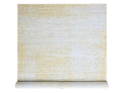 Modern / Contemporary hand-knotted wool/silk rug in Yellow, 12' x 15' — SKU O010516