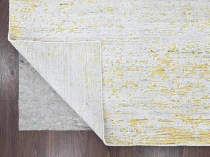 Modern / Contemporary hand-knotted wool/silk rug in Yellow, 12' x 15' — SKU O010516 (view 4)