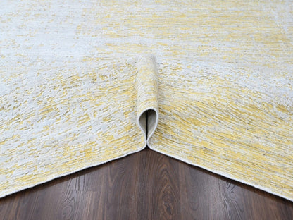 Modern / Contemporary hand-knotted wool/silk rug in Yellow, 12' x 15' — SKU O010516 (view 5)