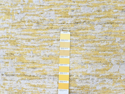 Modern / Contemporary hand-knotted wool/silk rug in Yellow, 12' x 15' — SKU O010516 (view 7)