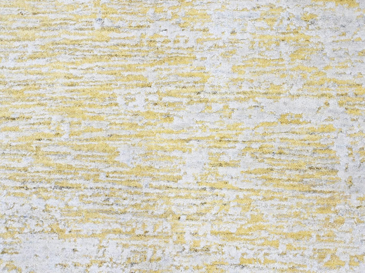 Modern / Contemporary hand-knotted wool/silk rug in Yellow, 12' x 15' — SKU O010516 (view 8)