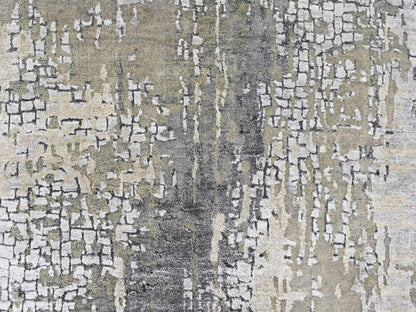 Modern / Contemporary hand-knotted wool/silk runner in Gray, 2'8" x 8'1" — SKU O010517 (view 5)