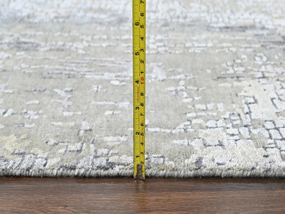 Modern / Contemporary hand-knotted wool/silk runner in Gray, 2'8" x 8'1" — SKU O010517 (view 7)