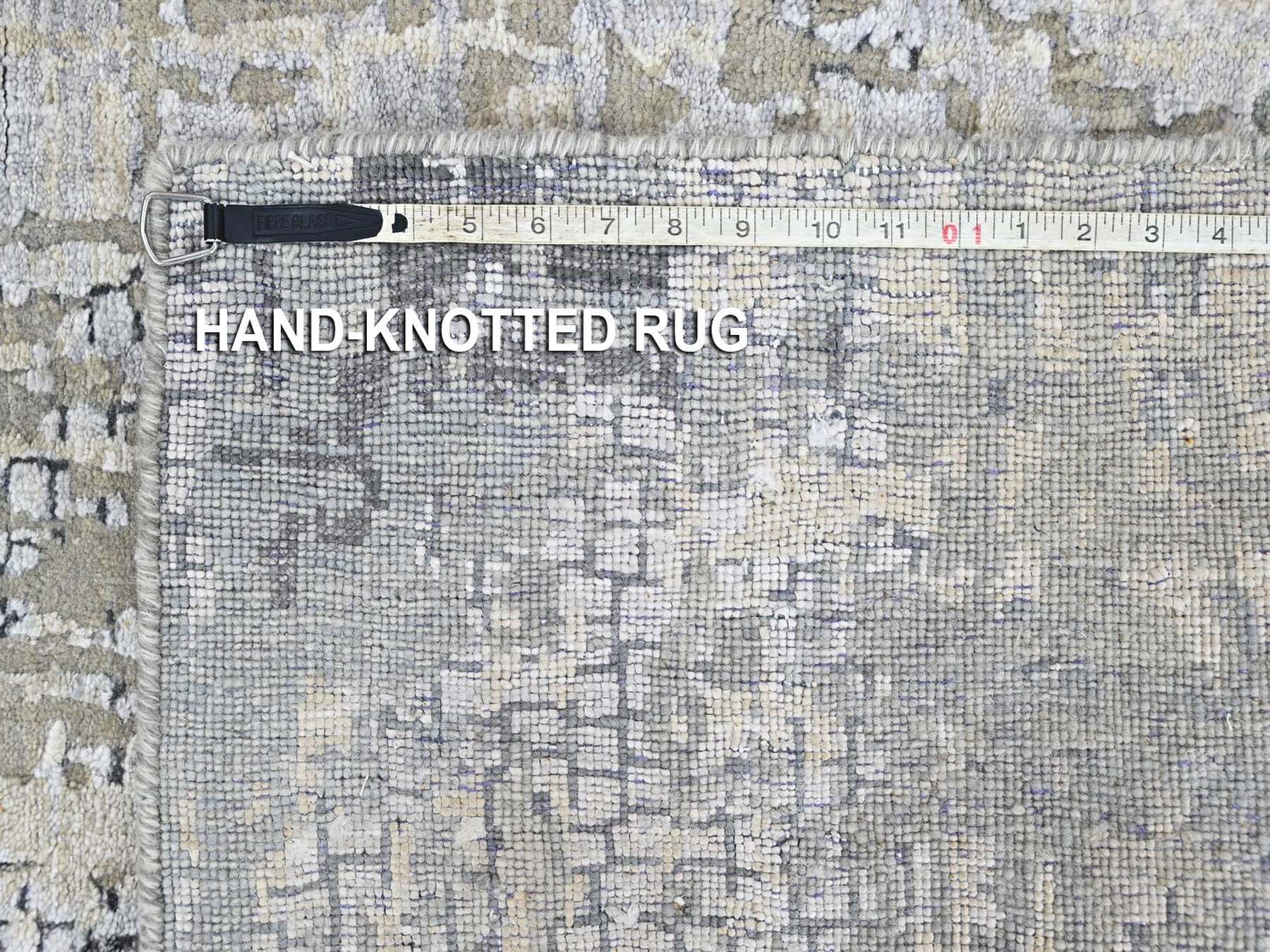 Modern / Contemporary hand-knotted wool/silk runner in Gray, 2'8" x 8'1" — SKU O010517 (view 8)