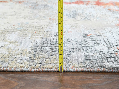 Modern / Contemporary hand-knotted wool/silk rug in Orange, 6'1" x 8'10" — SKU O010523 (view 7)