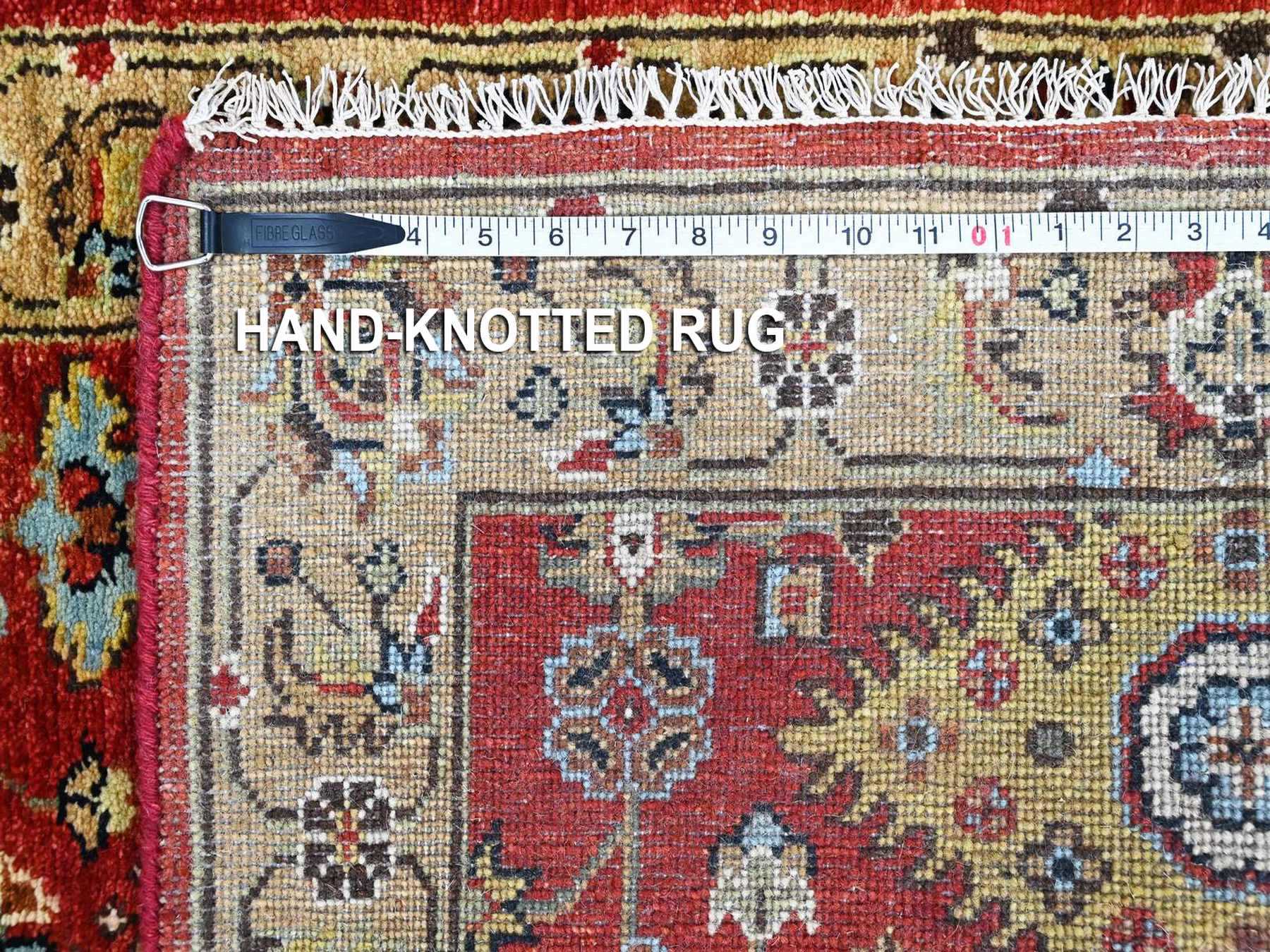 Tribal & Geometric hand-knotted wool runner in Red & Gold, 2'7" x 6' — SKU O010524 (view 8)