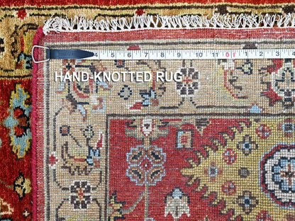 Tribal & Geometric hand-knotted wool runner in Red & Gold, 2'7" x 6' — SKU O010524 (view 8)