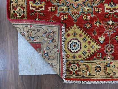 Tribal & Geometric hand-knotted wool runner in Red & Gold, 2'6" x 6'1" — SKU O010525 (view 3)