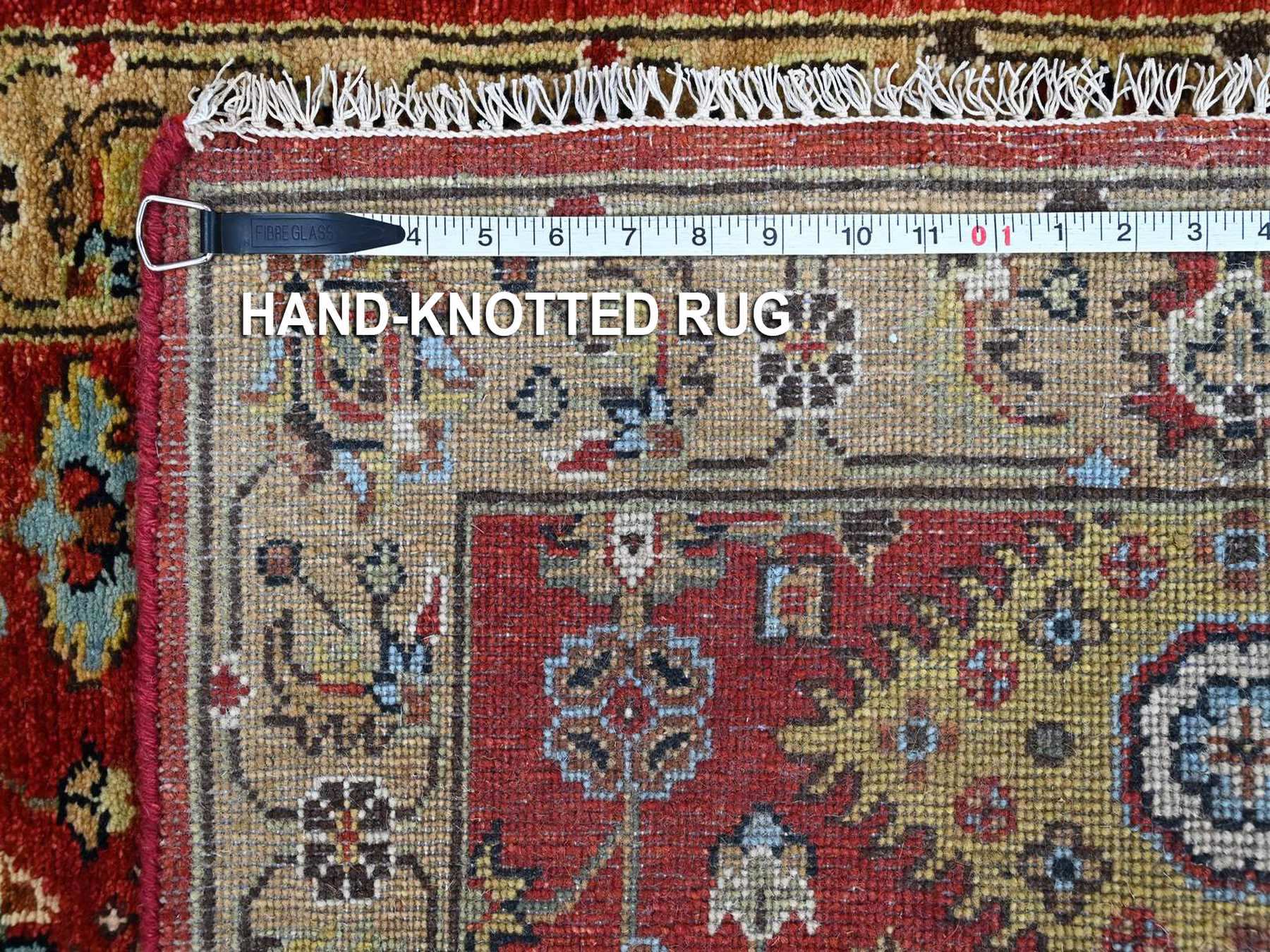 Tribal & Geometric hand-knotted wool runner in Red & Gold, 2'6" x 6'1" — SKU O010525 (view 8)