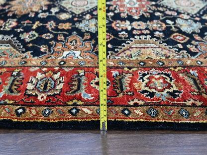 Black 5'0" x 7'0" Tribal & Geometric Hand knotted Wool Rug - Sku: O010526