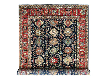 Black 10'0" x 14'1" Tribal & Geometric Hand knotted Wool Rug - Sku: O010527