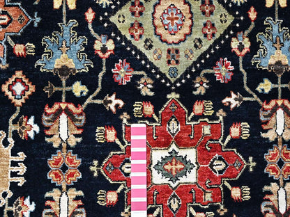 Black 10'0" x 14'1" Tribal & Geometric Hand knotted Wool Rug - Sku: O010527