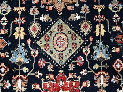 Black 10'0" x 14'1" Tribal & Geometric Hand knotted Wool Rug - Sku: O010527