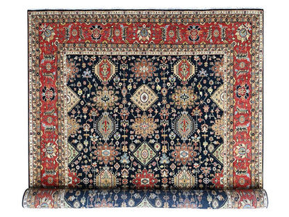 Black 12'0" x 15'2" Tribal & Geometric Hand knotted Wool Rug - Sku: O010528