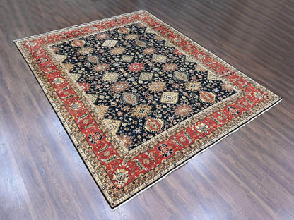 Black 12'0" x 15'2" Tribal & Geometric Hand knotted Wool Rug - Sku: O010528