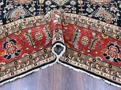 Black 12'0" x 15'2" Tribal & Geometric Hand knotted Wool Rug - Sku: O010528
