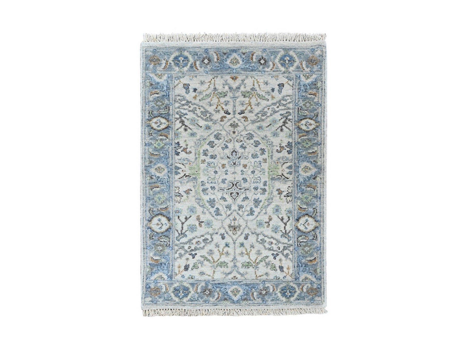 Grey 2'0" x 3'0" Oushak And Peshawar Hand knotted Wool Rug - Sku: O010529