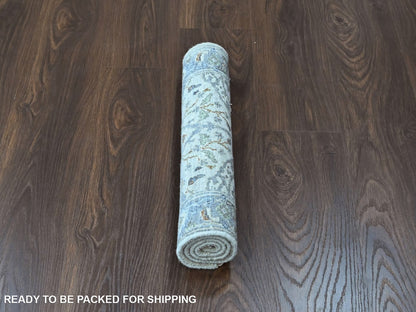 Grey 2'0" x 3'0" Oushak And Peshawar Hand knotted Wool Rug - Sku: O010529