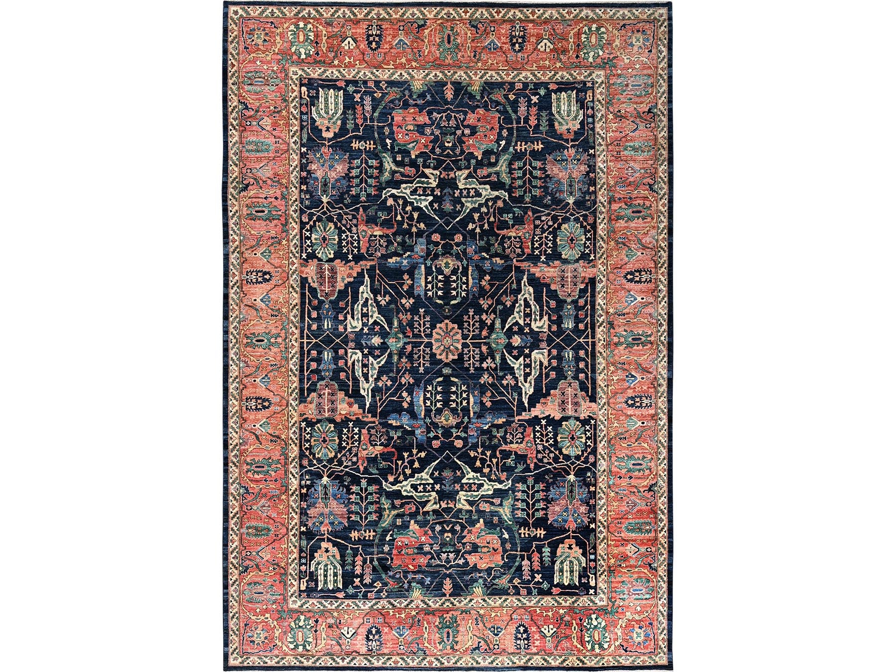 Blue 11'9" x 17'7" Tribal & Geometric Hand knotted Wool Rug - Sku: O01052