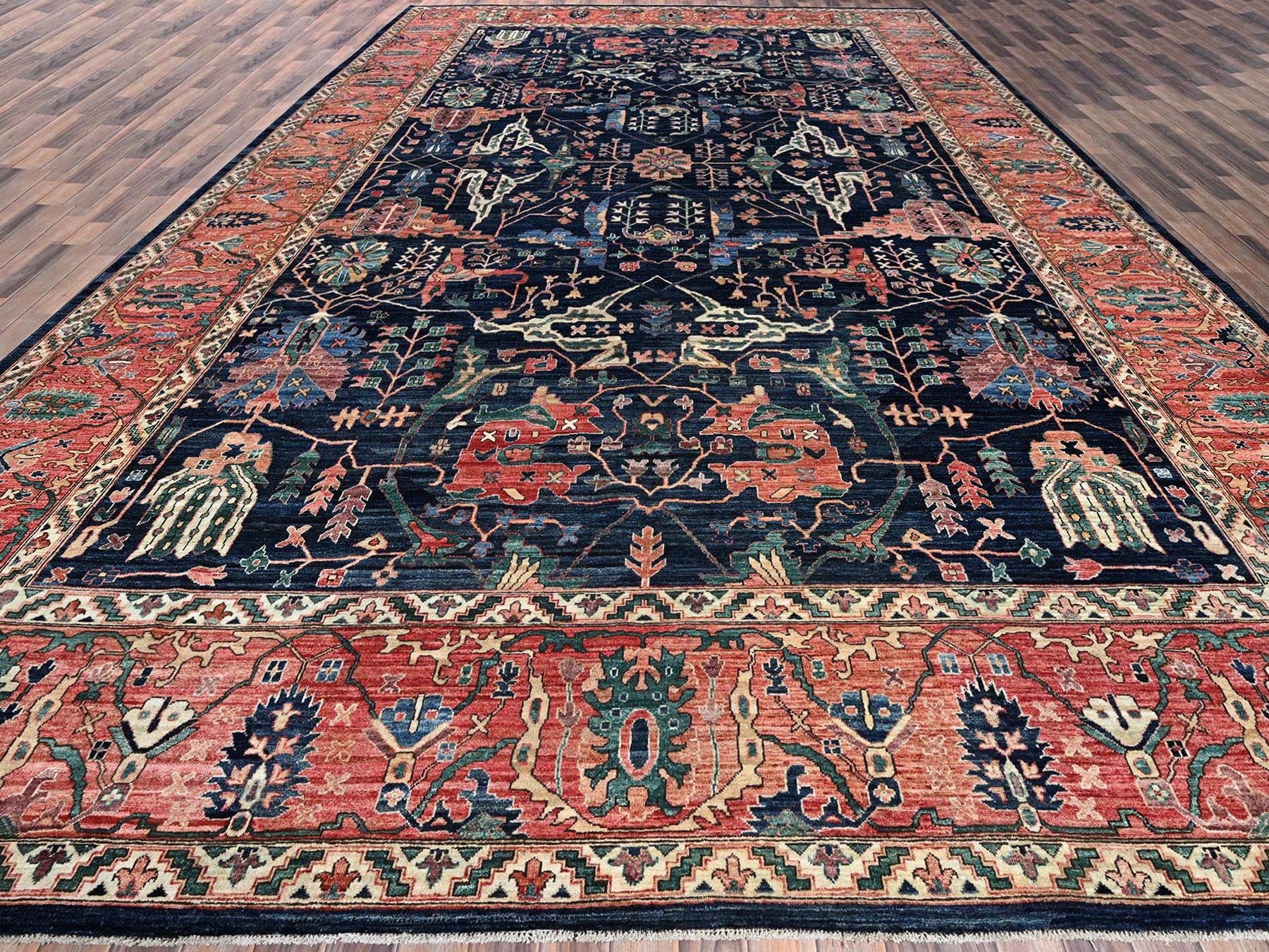 Blue 11'9" x 17'7" Tribal & Geometric Hand knotted Wool Rug - Sku: O01052